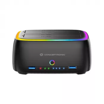 Conceptronic DONN36B 2-Bay SATA HDD/SSD Docking Station, USB 3.0, 2x USB-A, Schwarz