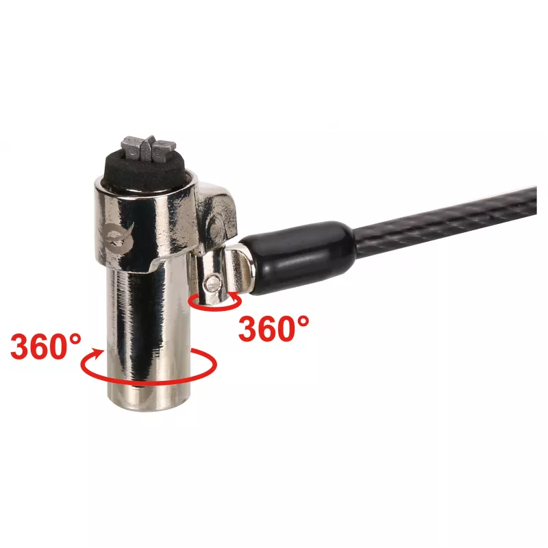 Conceptronic NBT Nano-Lock Dual Laptop-Vorhängeschloss, 4-stellig, 1,8 m Stahlkabel, Schwarz/Silber