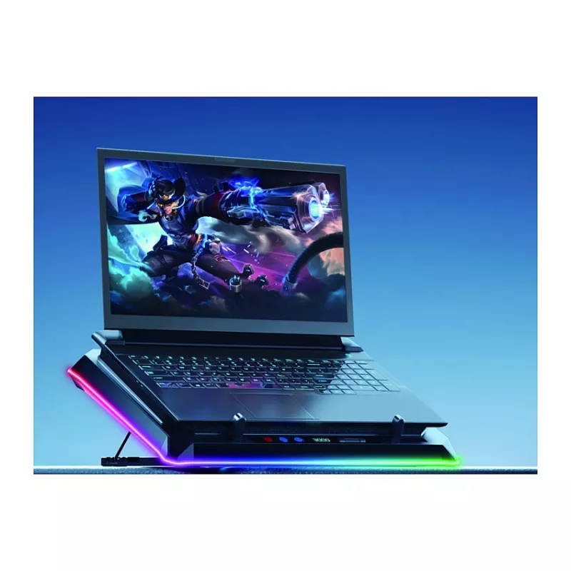 Conceptronic THYIA03B USB-C Laptop-Kühlpad mit Smartphone-Halter, RGB, 12V