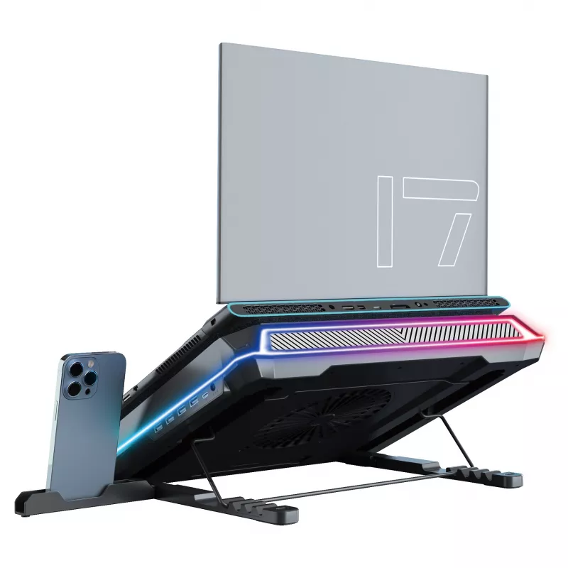 Conceptronic THYIA03B USB-C Laptop-Kühlpad mit Smartphone-Halter, RGB, 12V