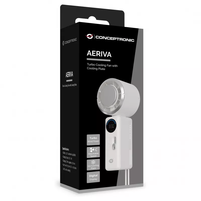 CONCEPTRONIC Turbo Handheld Fan mit Kühlplatte, Creme