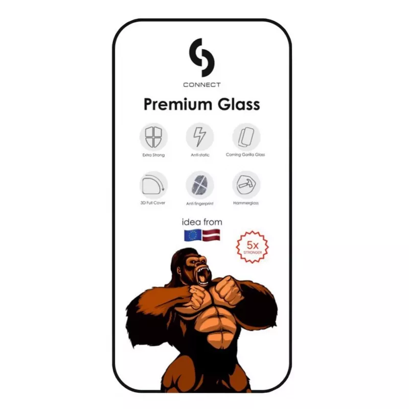 Connect Apple iPhone 14 Pro Corning Gorilla Glass Anti-Statisch 3D Full Cover 5X Stärker Schwarz