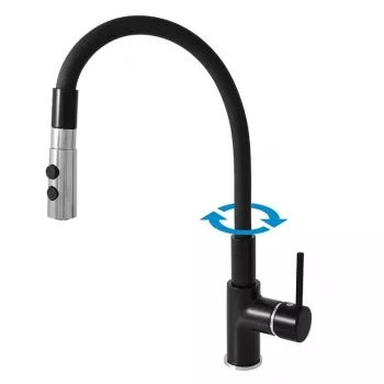 CONTIPRO Alveus DSE Küchenarmatur mit flexiblem Silikonschlauch, Chrom/Messing, Einhebelmischer, 1-Loch-Armatur, 360° schwenkbar, DSE919.5/12CMATC