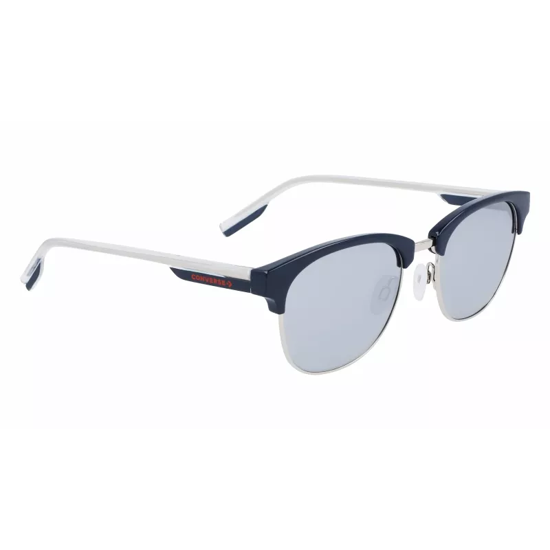 CONVERSE CV301SDSRUPT Herren eckige Sonnenbrille, schwarzer Acetatrahmen, graue Polycarbonatgläser, 52 mm