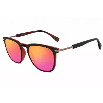 CONVERSE SCO051Q5296SR Herren-Sonnenbrille, eckiger Rahmen, schwarzer Rahmen, graue Gläser, 52 mm