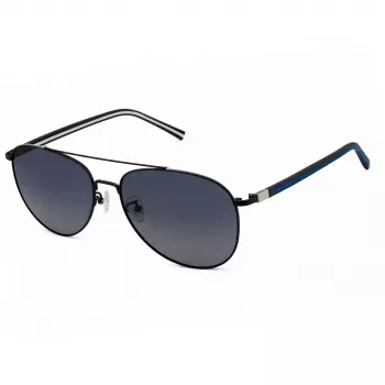 Converse SCO14658SGKP Herren Rechteck-Sonnenbrille - Schwarzer Rahmen, graue Gläser, 58 mm
