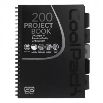 COOLPACK Spiral-Notizbuch A4 Schwarz - 80 Blatt kariert