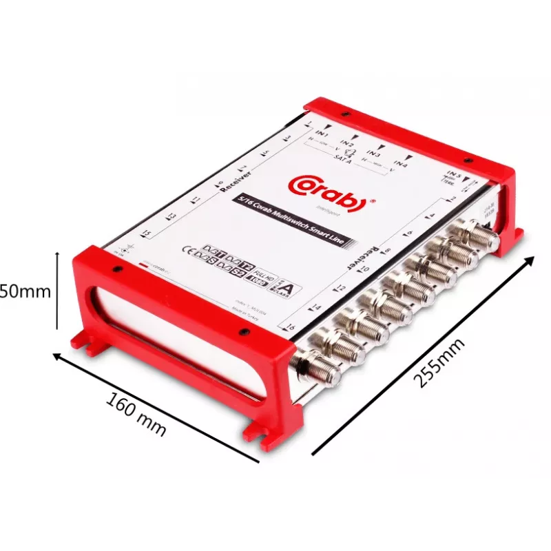 CORAB Multiswitch Smart Line 5/16 – 16-fach Satelliten- und Terrestrik-Verteiler, DiSEqC 2.0, 950-2150 MHz