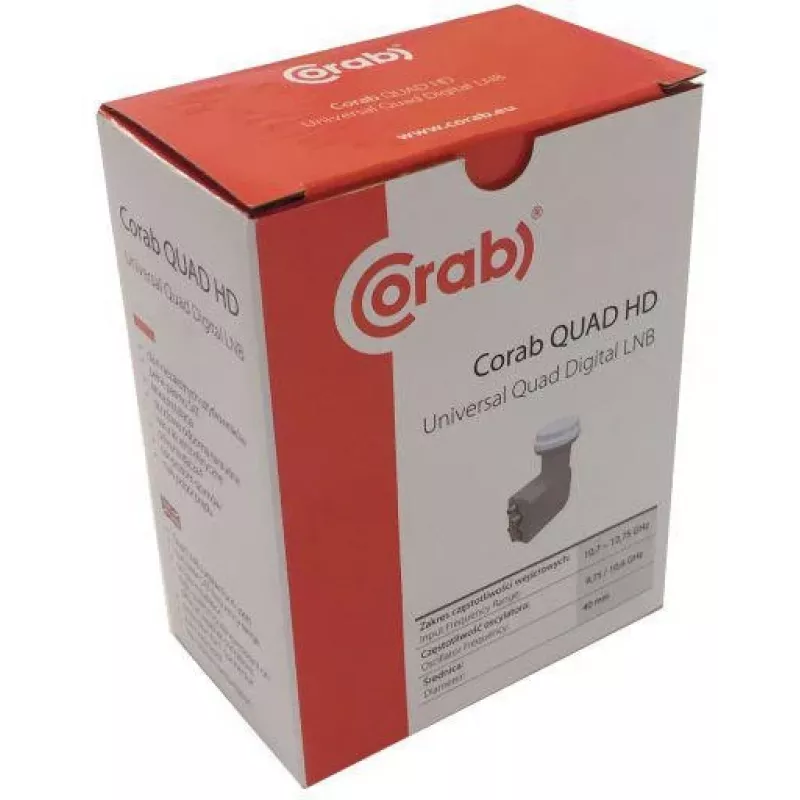 CORAB Universal Quad LNB – 4 Ausgänge, 0,1 dB Rauschzahl, 40 mm Feedhorn