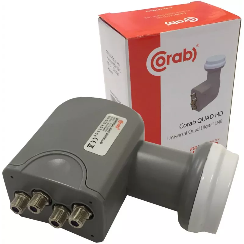 CORAB Universal Quad LNB – 4 Ausgänge, 0,1 dB Rauschzahl, 40 mm Feedhorn