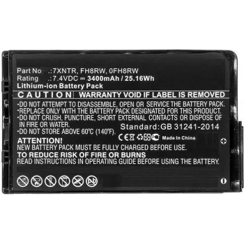 CoreParts MBXDE-BA0184 Ersatzakku für Dell Latitude 12 7202 / 7202 Rugged Tablet - 7,6V 3400mAh 25,84Wh Li-Ion 2-Zellen Schwarz