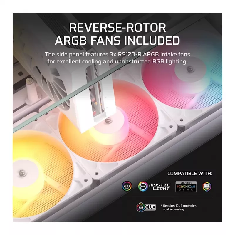 CORSAIR 2800X RS-R ARGB Micro-ATX Dual Chamber Cube Case, Weiß, mit Panorama-Temperglas und 2x LL120 RGB-Lüftern