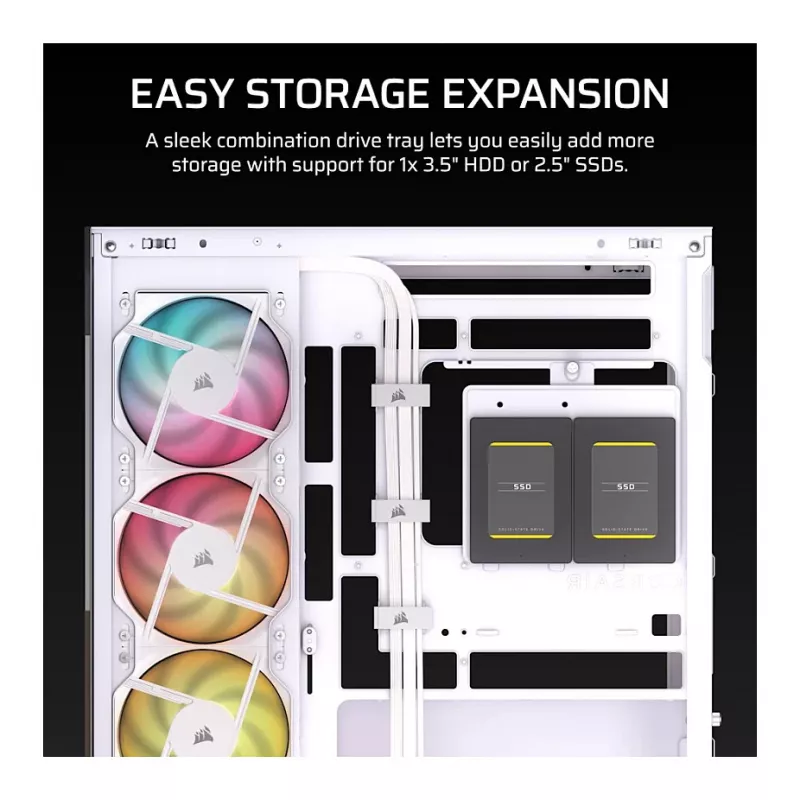 CORSAIR 2800X RS-R ARGB Micro-ATX Dual Chamber Cube Case, Weiß, mit Panorama-Temperglas und 2x LL120 RGB-Lüftern