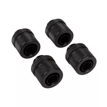CORSAIR Hydro X Series XF Kompressionsverschraubung, gerade G1/4 Zoll Außengewinde auf 13/10mm Weichschlauch, Schwarz – 4er-Pack
