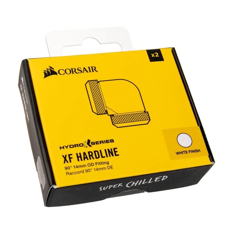Corsair Hydro X Series XF Hardline 90° 14mm OD - Winkeladapter für Wasserkühlung - Weiß (2er-Pack)