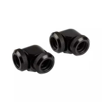 Corsair Hydro X Series XF Hardline Adapter 90 Grad 12mm AD auf 12mm AD Hardtube, 2er-Pack, Schwarz