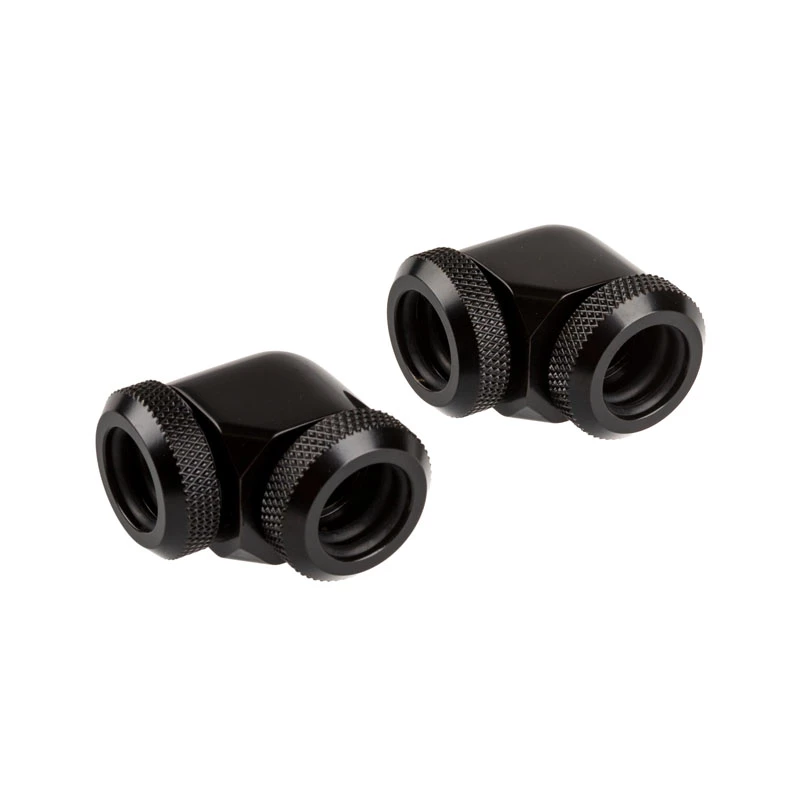 Corsair Hydro X Series XF Hardline Adapter 90 Grad 12mm AD auf 12mm AD Hardtube, 2er-Pack, Schwarz