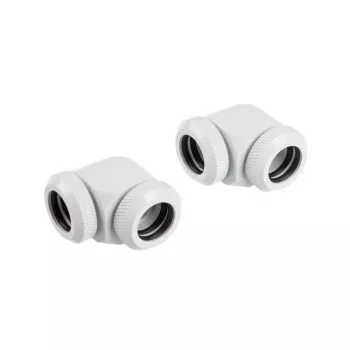 CORSAIR Hydro X Series XF Hardline Adapter 90 Grad 12mm OD auf 12mm OD Hardtube - 2er-Pack, Weiß