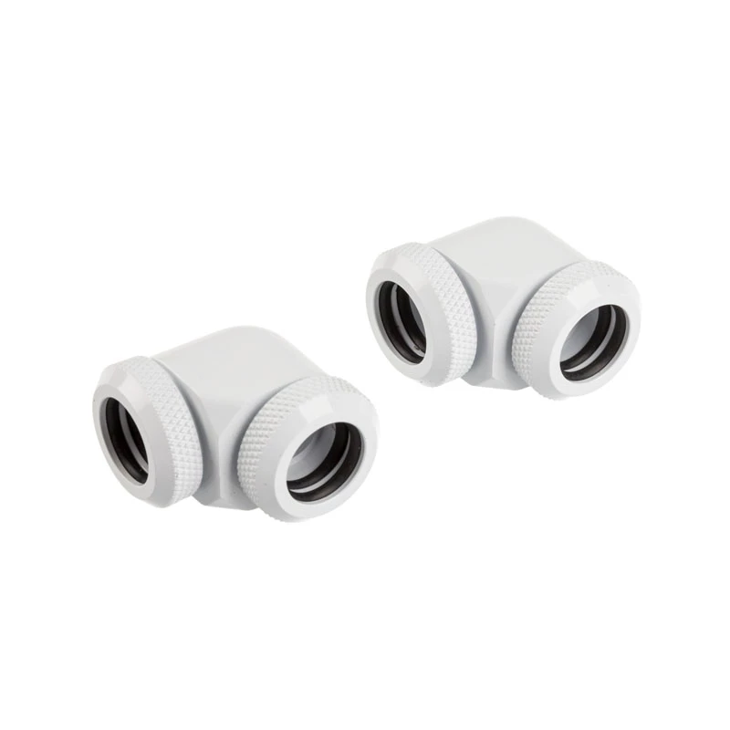 CORSAIR Hydro X Series XF Hardline Adapter 90 Grad 12mm OD auf 12mm OD Hardtube - 2er-Pack, Weiß