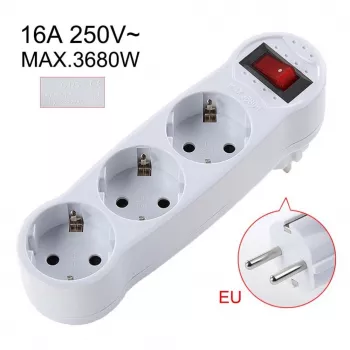 CP EU3 Perfect Travel Slim 180 Grad Euro Steckdosen-Erweiterung auf 3 Steckplätze 250V 16A Schwarz