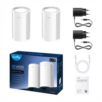 Cudy BE6500 2.5G Mesh Wi-Fi 7 System – 2er-Pack