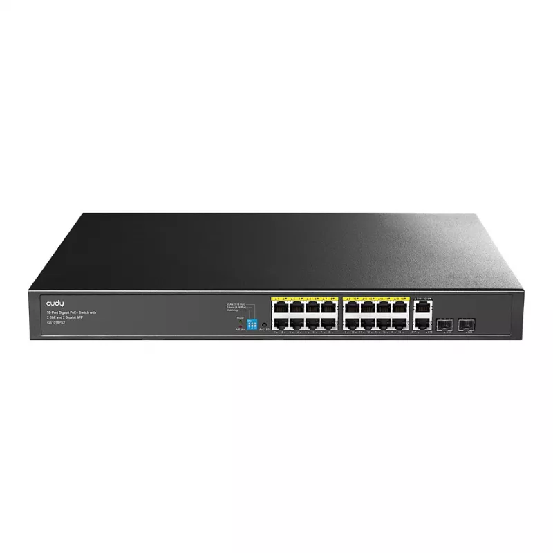Cudy GS1018PS2 16-Port Gigabit PoE+ Switch mit 2 Uplink-Ports und 2 SFP-Steckplätzen 200W