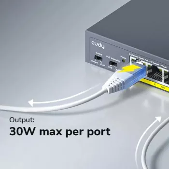 CUDY POE40 4-Port PoE Switch/Extender mit 1 Uplink, 802.3af/at, 250m Extend, Metallgehäuse