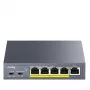 CUDY POE40 4-Port PoE Switch/Extender mit 1 Uplink, 802.3af/at, 250m Extend, Metallgehäuse