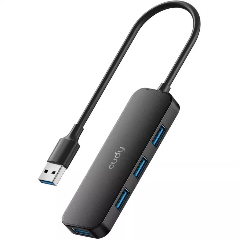 Cudy UH40A PortMate USB-A auf 4-Port USB 3.0 Hub 5Gbps Nur Daten Kunststoff Kompakt Schwarz