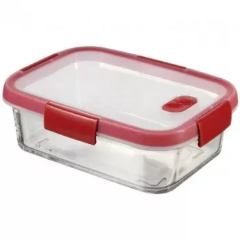 CURVER Glas-Aufbewahrungsschale rechteckig 0,9L Smart Cook, Borosilikatglas, blauer Deckel, luftdicht, backofenfest bis 400°C