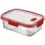 CURVER Glas-Aufbewahrungsschale rechteckig 0,9L Smart Cook, Borosilikatglas, blauer Deckel, luftdicht, backofenfest bis 400°C