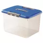 CURVER Hobby Optima 30L Aufbewahrungsbox mit Deckel und Griff, transparenter Boden mit blauem Deckel, 42,8 x 34 x 28,1 cm