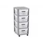 Curver Infinity Bücherregal auf Rollen 4x11L Lochmuster Grau/Weiß