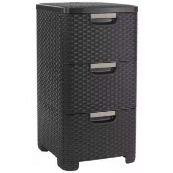 CURVER Infinity Recycled Bücherregal mit 3 Schubladen, 3x14L, Dunkelbraun