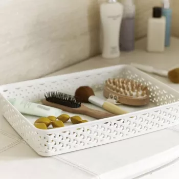 CURVER My Style A4 Aufbewahrungskorb in Creme Rattan-Optik — Langlebiger PP-Organizer mit integrierten Griffen, stapelbar