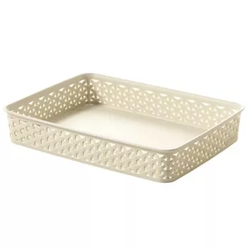 CURVER My Style A4 Aufbewahrungskorb in Creme Rattan-Optik — Langlebiger PP-Organizer mit integrierten Griffen, stapelbar