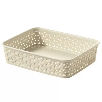 CURVER My Style A5 Aufbewahrungskorb in Creme – Rattan-Effekt-Geflecht, stapelbar & nestbar