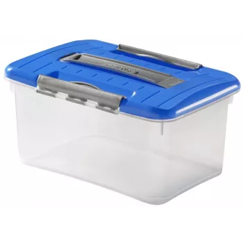 Curver Optima 15L Aufbewahrungsbox mit Deckel und Griff, Transparent/Blau