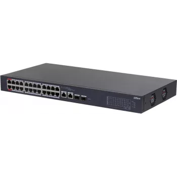 DAHUA CS4226-24ET-375 26-Port Layer 2+ Managed PoE+ Switch mit 24 Gigabit PoE+ Ports, 2 SFP Uplinks, 375W Budget, Lüfterlos, Rackmount