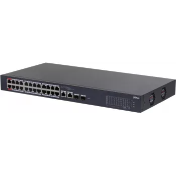 DAHUA CS4226-24ET-375 26-Port Layer 2+ Managed PoE+ Switch mit 24 Gigabit PoE+ Ports, 2 SFP Uplinks, 375W Budget, Lüfterlos, Rackmount