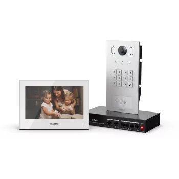 DAHUA KTP05(F) 2-Draht-IP-Video-Türsprechanlagen-Set mit 7-Zoll-Touchscreen-Innenmonitor, 2MP-Außenstation und Netzteil