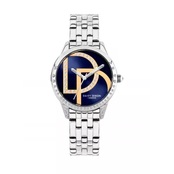 Daisy Dixon Damenuhr DD105SM Analog Quarz 35mm Silbernes Zifferblatt Graues Kunstlederband