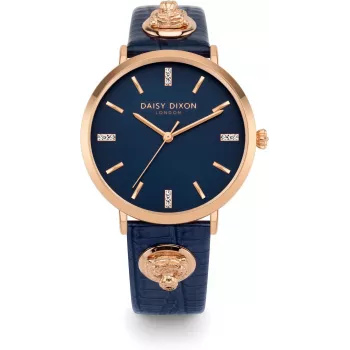 Daisy Dixon Damenuhr DD164URG Quarz Analog 38mm Roségoldfarbenes Gehäuse Graues Lederarmband