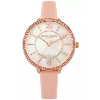 Daisy Dixon Damen Quarz Analog Uhr DD088PRG - 36mm Roségold Zifferblatt, Pinkes Lederarmband