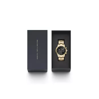 DANIEL WELLINGTON Classic Herrenuhr 42mm Roségold Schwarzes Leder DW00100641