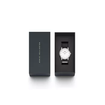 DANIEL WELLINGTON Classic Herrenuhr DW00100677 40mm Roségold Edelstahlgehäuse Cremeweißes Zifferblatt Schwarzes Lederarmband