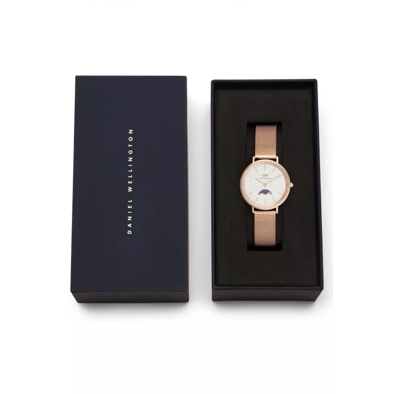 DANIEL WELLINGTON Petite Lumine 32mm Silberuhr mit Perlmuttzifferblatt und silbernem Mesh-Armband DW00100773