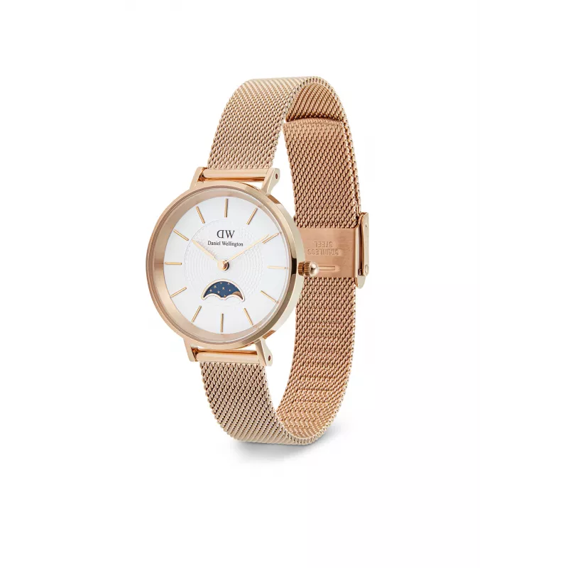 DANIEL WELLINGTON Petite Lumine 32mm Silberuhr mit Perlmuttzifferblatt und silbernem Mesh-Armband DW00100773