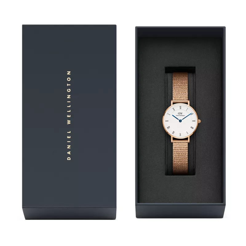 DANIEL WELLINGTON Petite Lumine Damenuhr 28mm Roségold Edelstahl Weißes Perlmuttzifferblatt