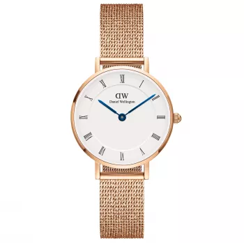 DANIEL WELLINGTON Petite Lumine Damenuhr 28mm Roségold Edelstahl Weißes Perlmuttzifferblatt